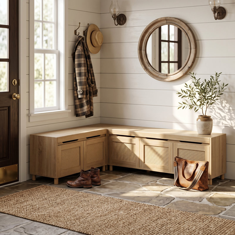 L-Shaped Entryway Bench With Storage