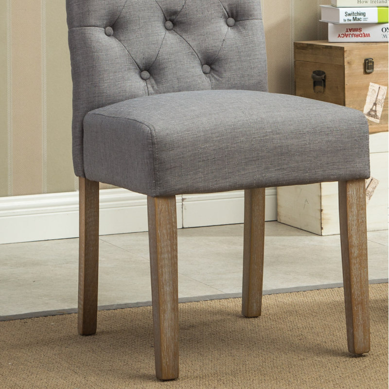 Chaise Parson rembourrée et capitonnée Charlotte, Gris foncé