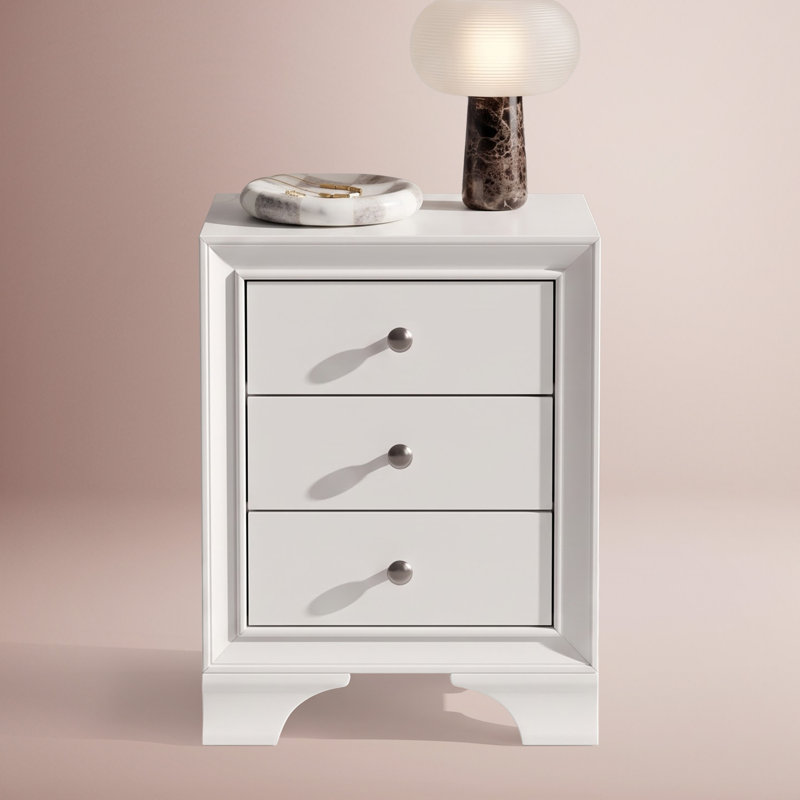 ClickDecor Edmond Wood Nightstand with USB Charging Station, Accent End Table for Living Room or Bedroom with USB Charging Port, 3 Drawers
