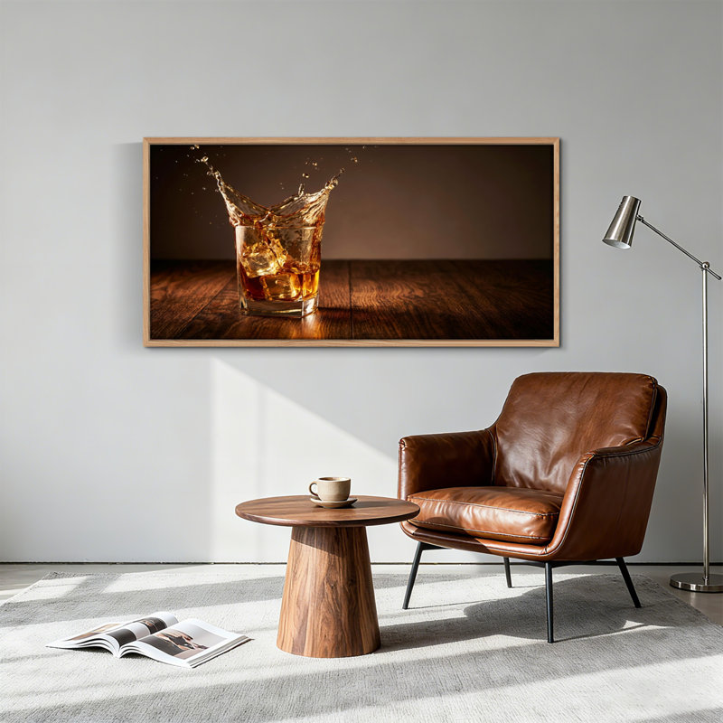 Tableau encadré « Éclaboussure de whisky » (1 pièce), 147 x 71 cm, 58 po x 28 po
