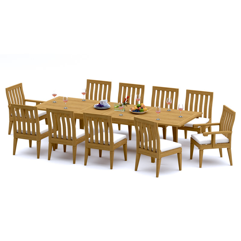 Caranas Teak Wood Patio Dining Set with, 10