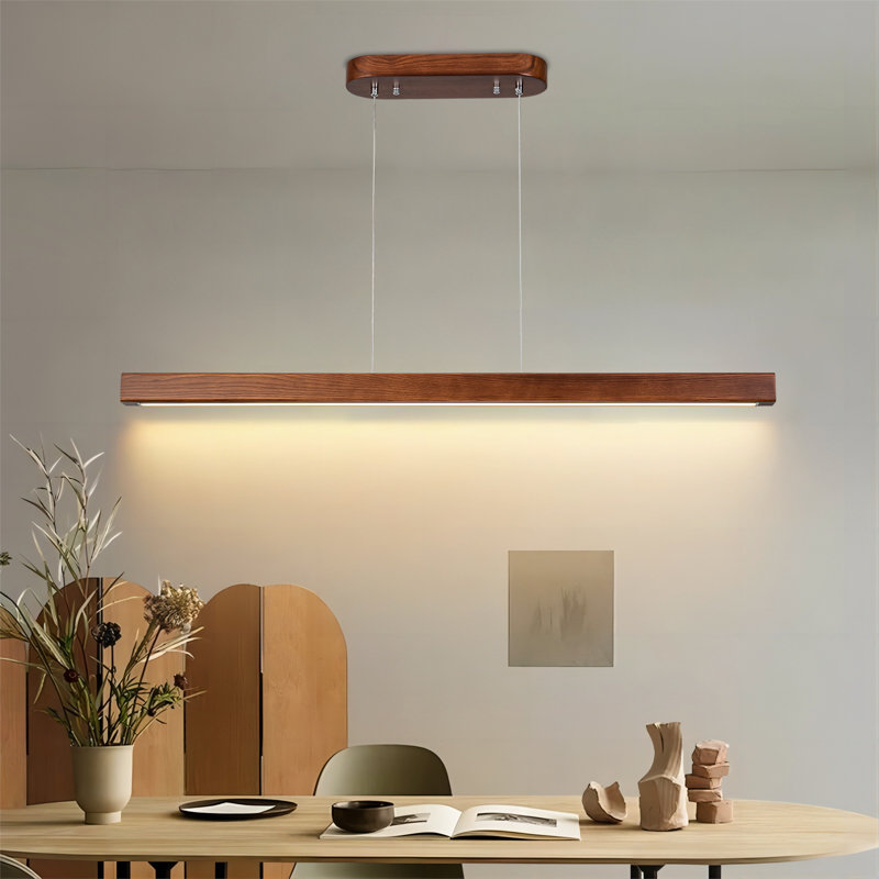Rolde 1 - Light 39'' LED Linear Kitchen Island Chandelier, Walnut