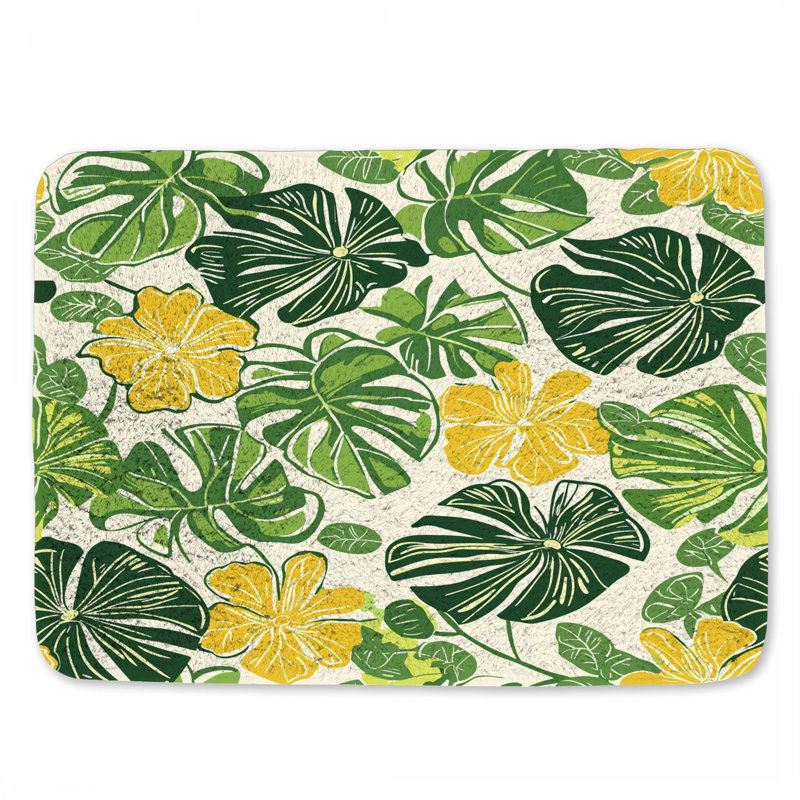Tapis de bain à motif floral, L 24 po x l 17 po