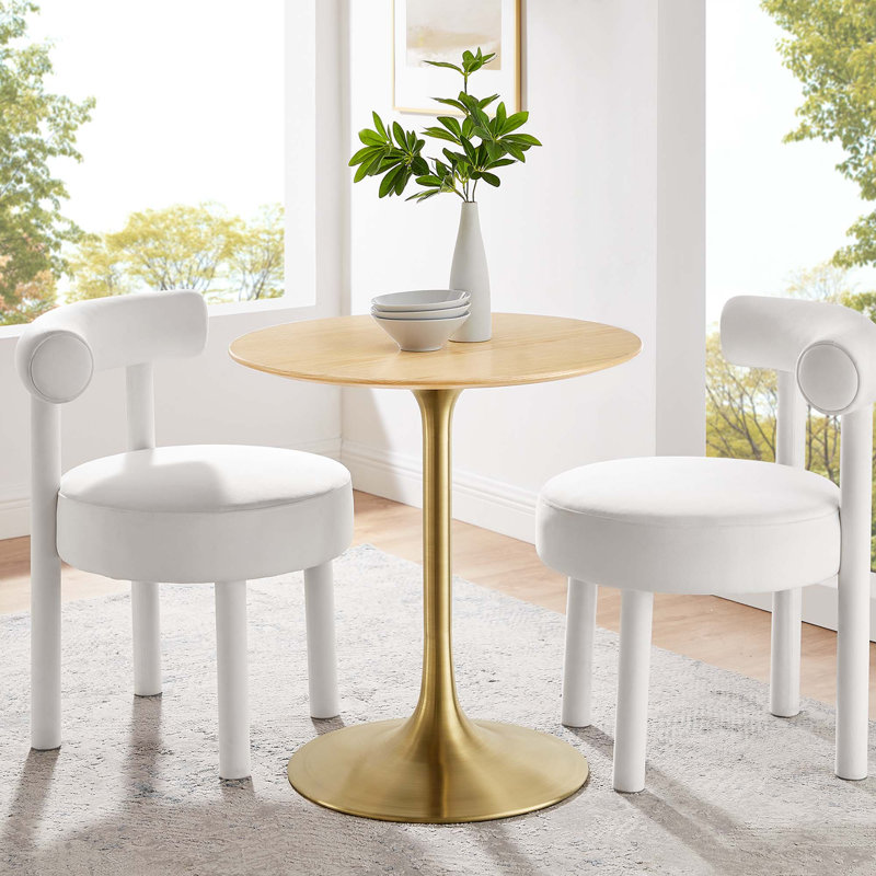 Table de salle à manger Modway Lippa, Naturel, Or, L 27,5 po x l 27,5 po