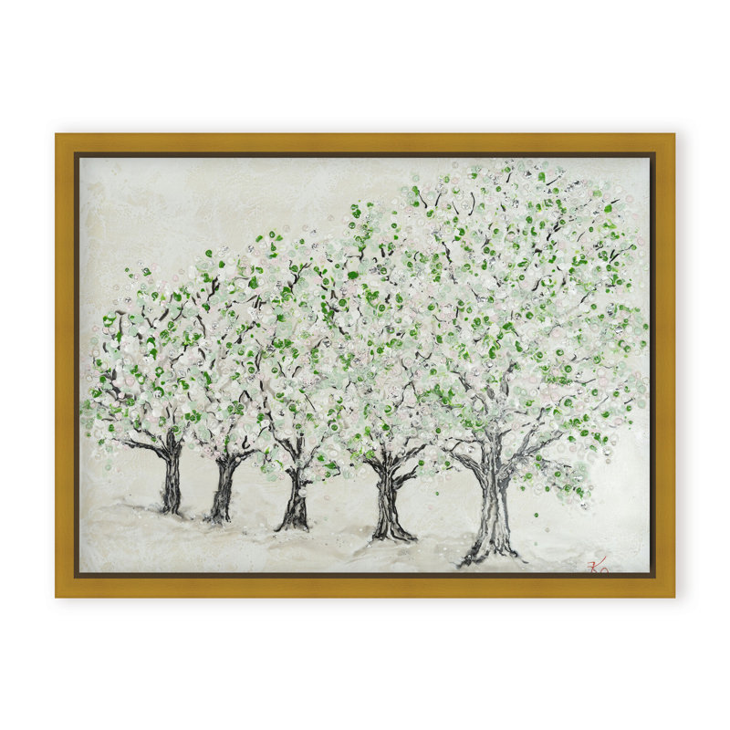 Nature Inspired "Springtime Serenity" Canvas Wall Art By , 12" H x 16" W, Framed Matted Print, White