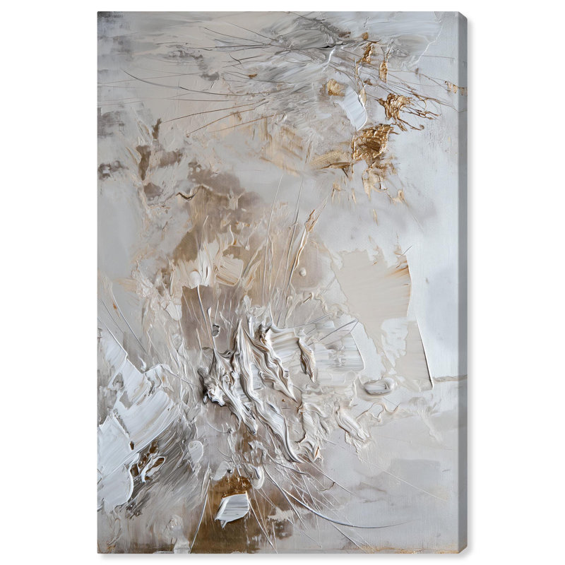 Elegant Gold and Silver Abstract Canvas Art, 36" x 24"
