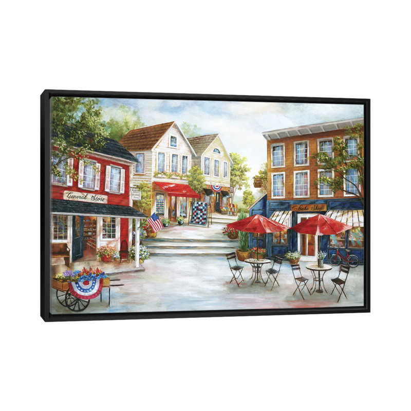 «Home Town Charm» par Nan - imprimé, H 40 po x l 60 po x P 1,5 po, Cadre noir