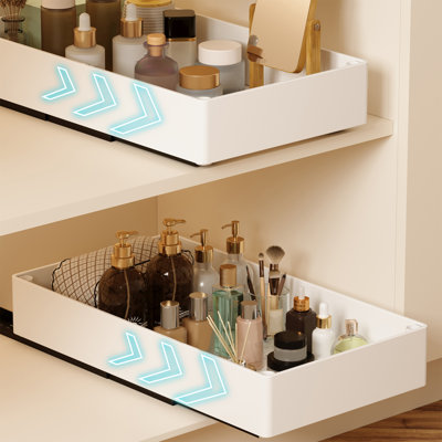 Ensemble de 2 armoires coulissantes, organisateur d'armoire sans perforation, organisateurs de maison et supports de rangement, organisateur coulissant amovible pour la cuisine, la salle de bain, le garde-manger, les armoires