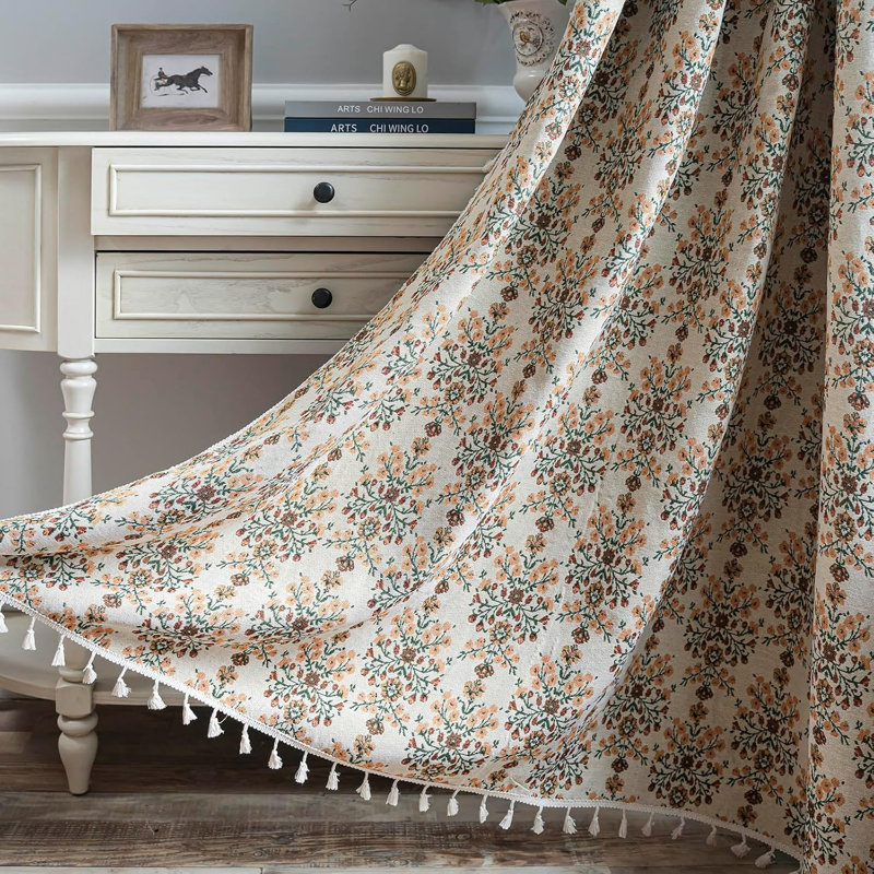 Boho Muti-Size 2-Panel Semi Sheer Polyester Drapes  Curtain, 52" W x 96" L
