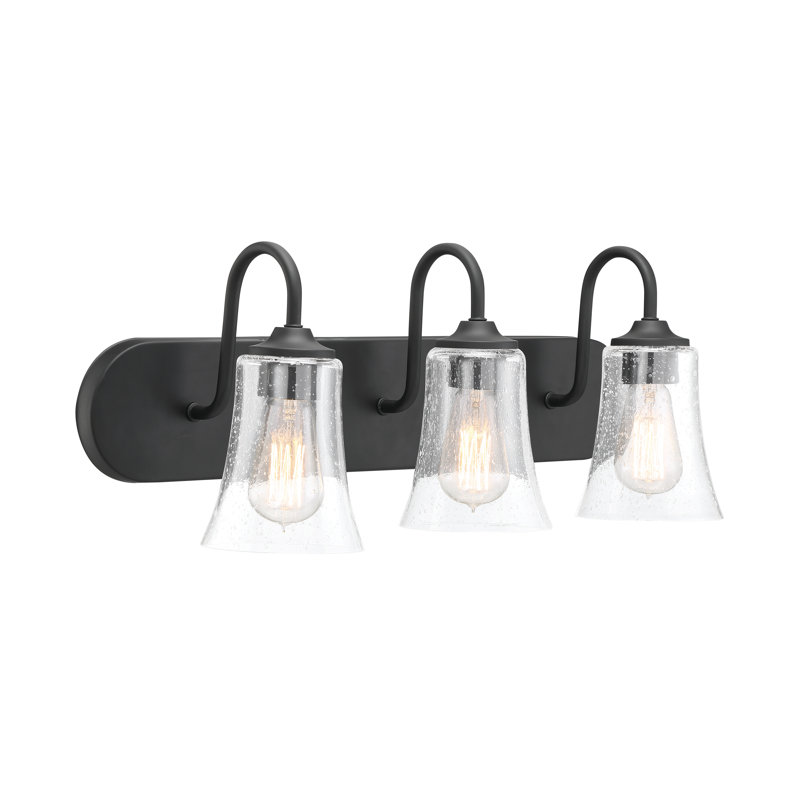 Neomi 3 - Light Dimmable Vanity Light, Clear Seeded, Flat Black