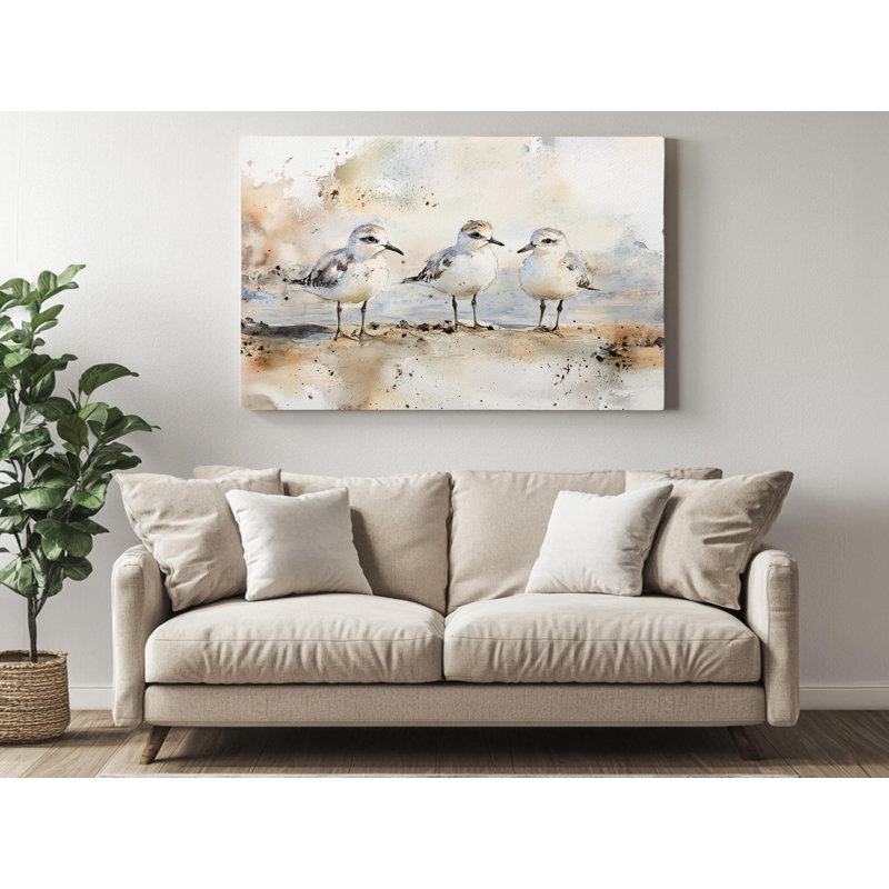 Reproduction d'art sur toile, oiseaux de plage, reproduction de nature côtière pour le bureau à domicile, H 20 po x l 30 po