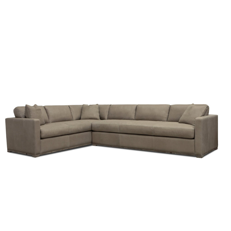 Malibu Sectional, Left Hand Facing, Dark Walnut Dreamer Genuine Leather
