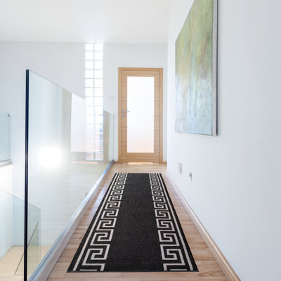 Tapis de couloir noir à motif géométrique Tapis décoratif