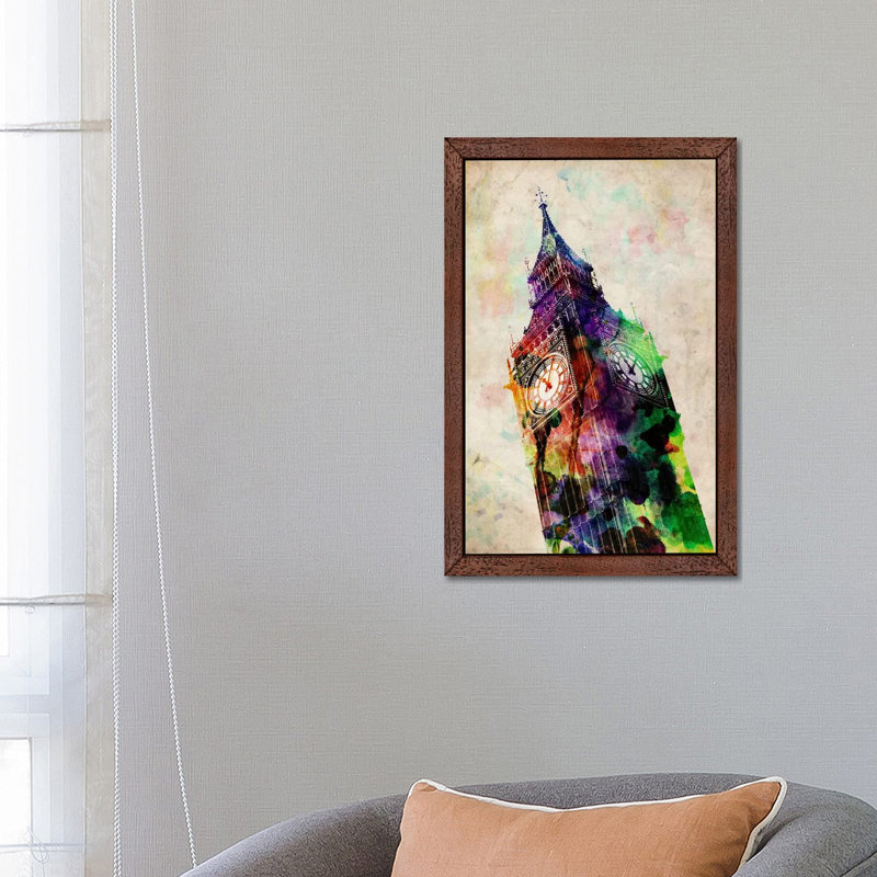 London Big Ben by Michael Tompsett - Print on Canvas, 66.04 cm H x 45.72 cm W, Brown Floater Framed