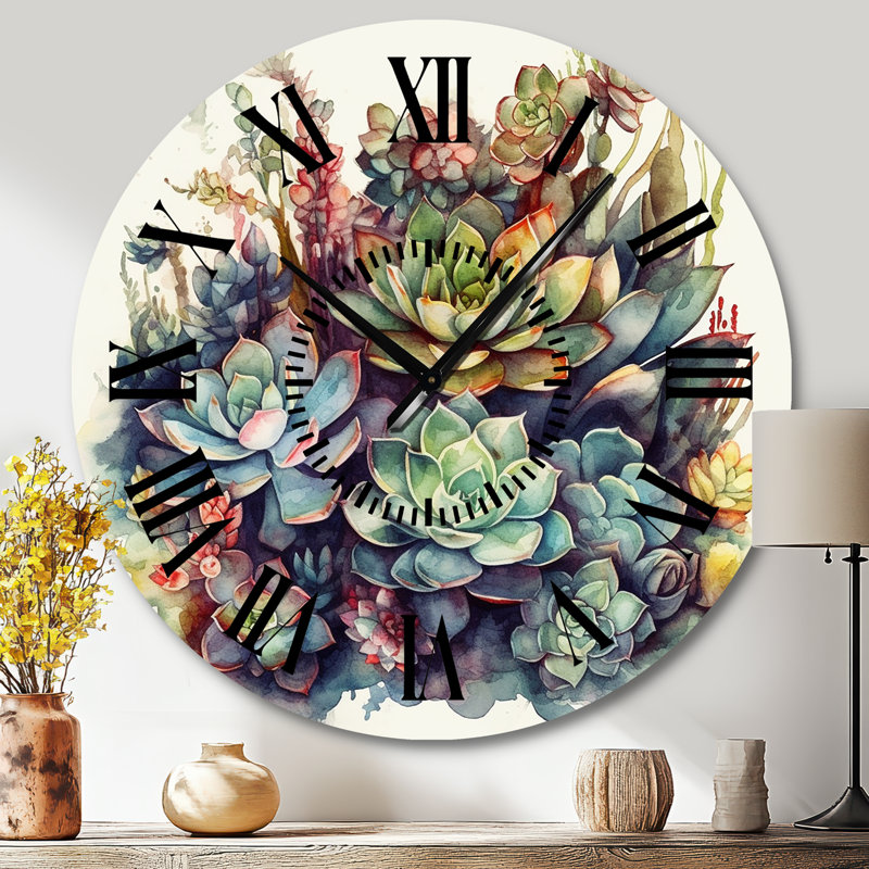 Horloge murale Cactus vert III, Grand