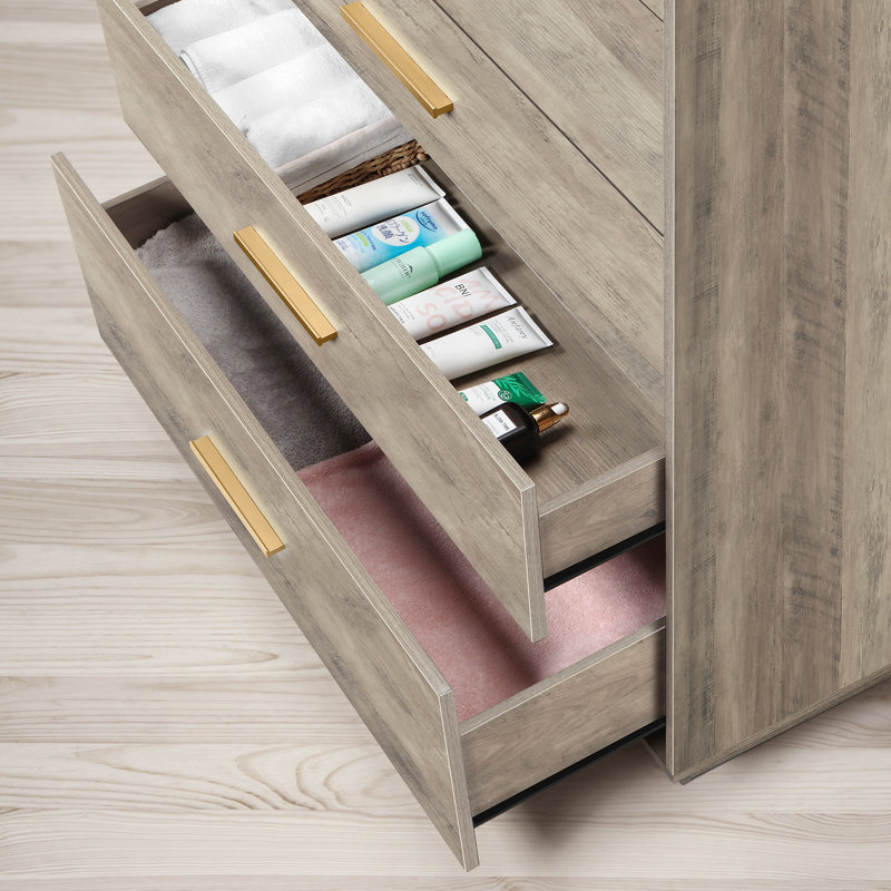 Evra Solid Wood 35.43'' W 4 - Drawer Dresser, Brown