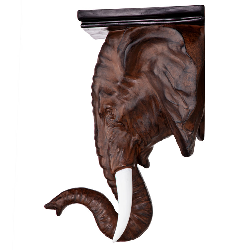 Realistic Resin Elephant Wall Bracket Shelf