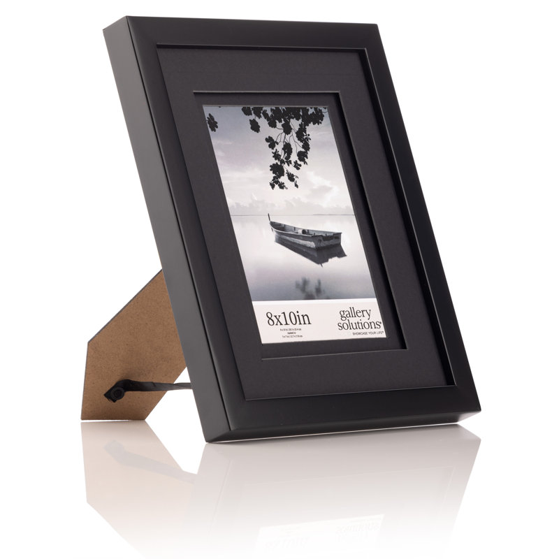 Gallery Solutions 8x10 Black Wood Frame with Double Mat