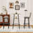 3Pcs Compact Bar Stool Set with Round Table, Upholstered Seats Stool and Storage Shelf-419754506-419754507
