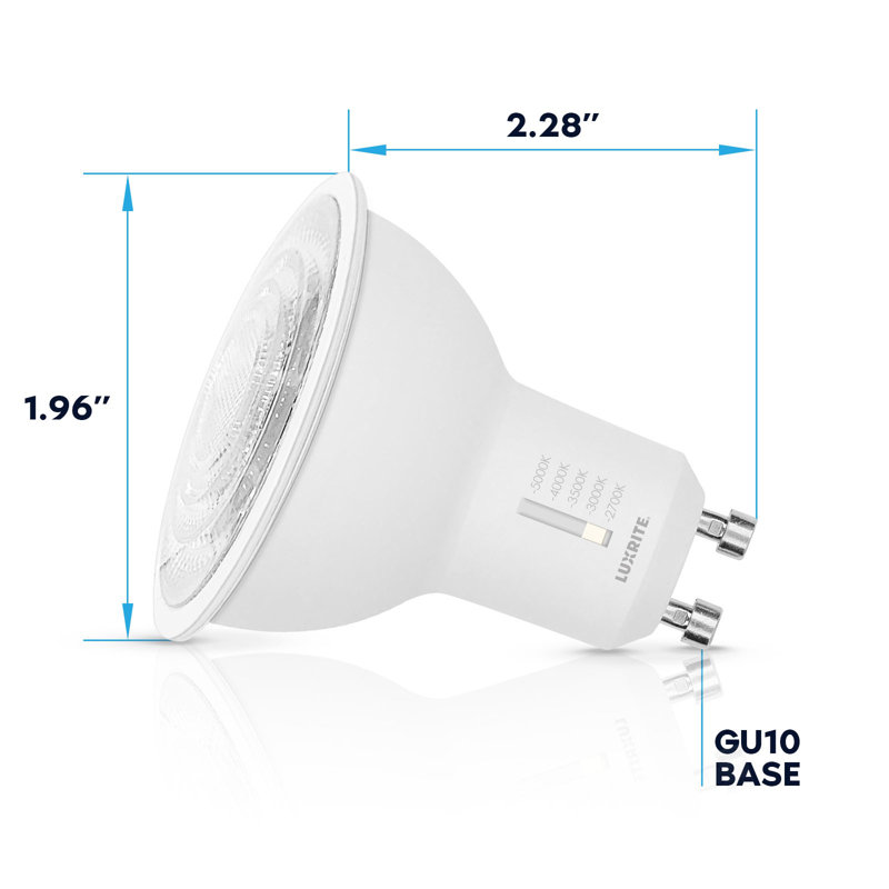 Luxrite GU10 LED Bulbs Dimmable 50W Halogen Equivalent 5CCT 6.5W 500LM 6 Pack