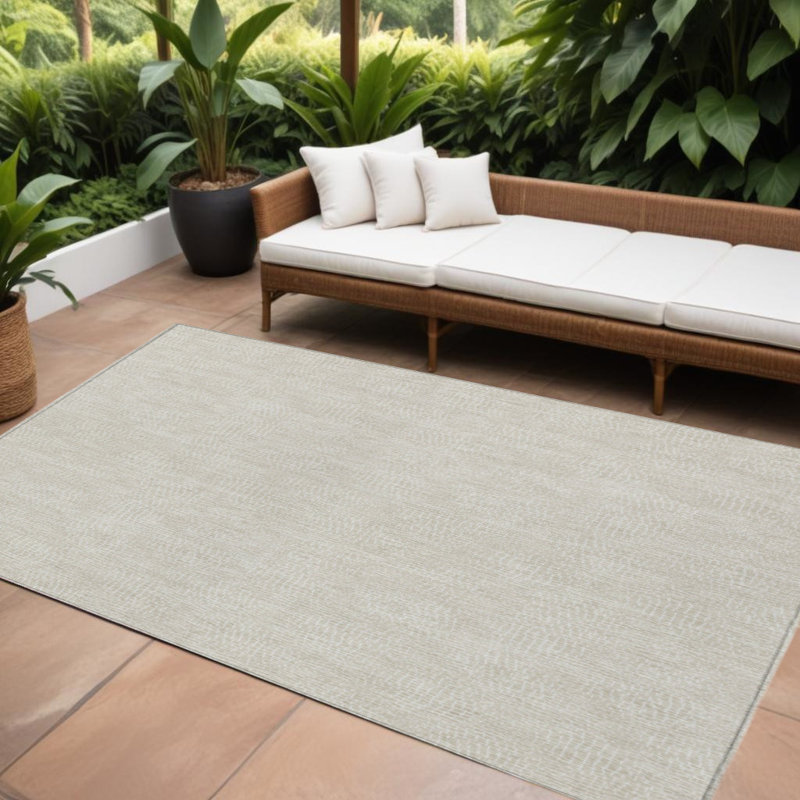 Tapis intérieur / extérieur beige géométrique lavable 10 pi x 14 pi HomeRoots