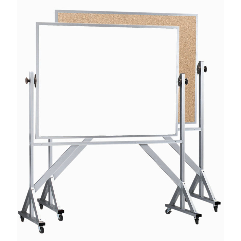 Tableau blanc sur pied réversible, H 4 pi x L 6 pi