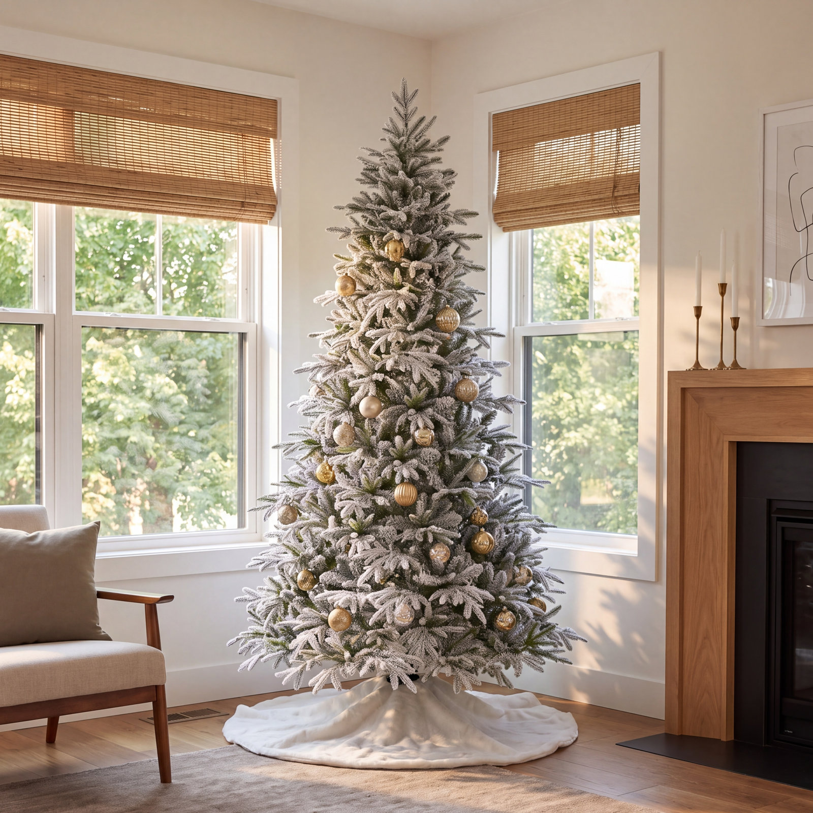Frosted Pre-Lit Fir Christmas Tree, 6'
