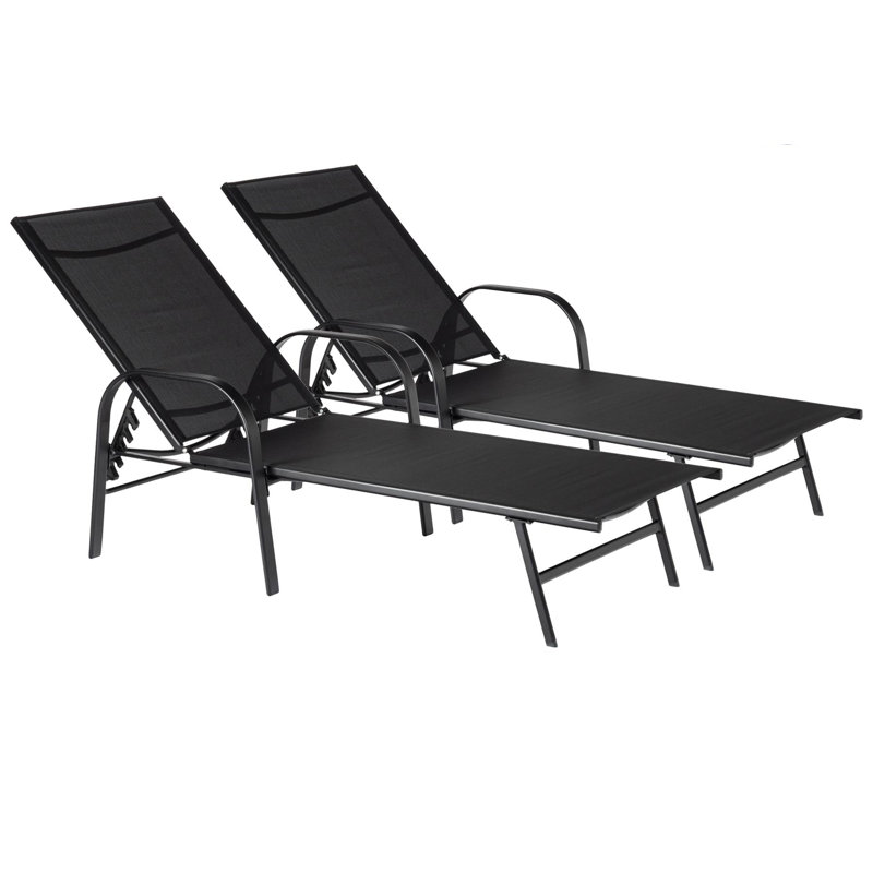 190cm Long Reclining Single Chaise, Black