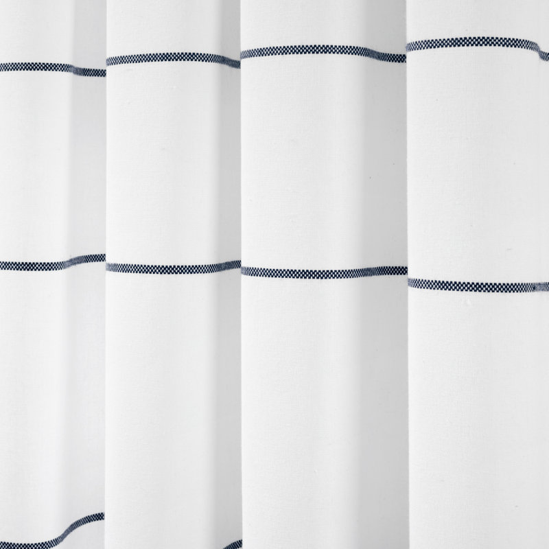Paire de rideaux semi-transparents avec passe-tringle , L 42 po x L 84 po, Blanc / noir