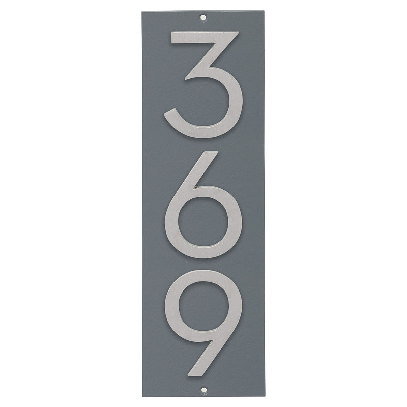 Plaque d'adresse murale sur 1 ligne, Gris / aluminium brossé, Oui
