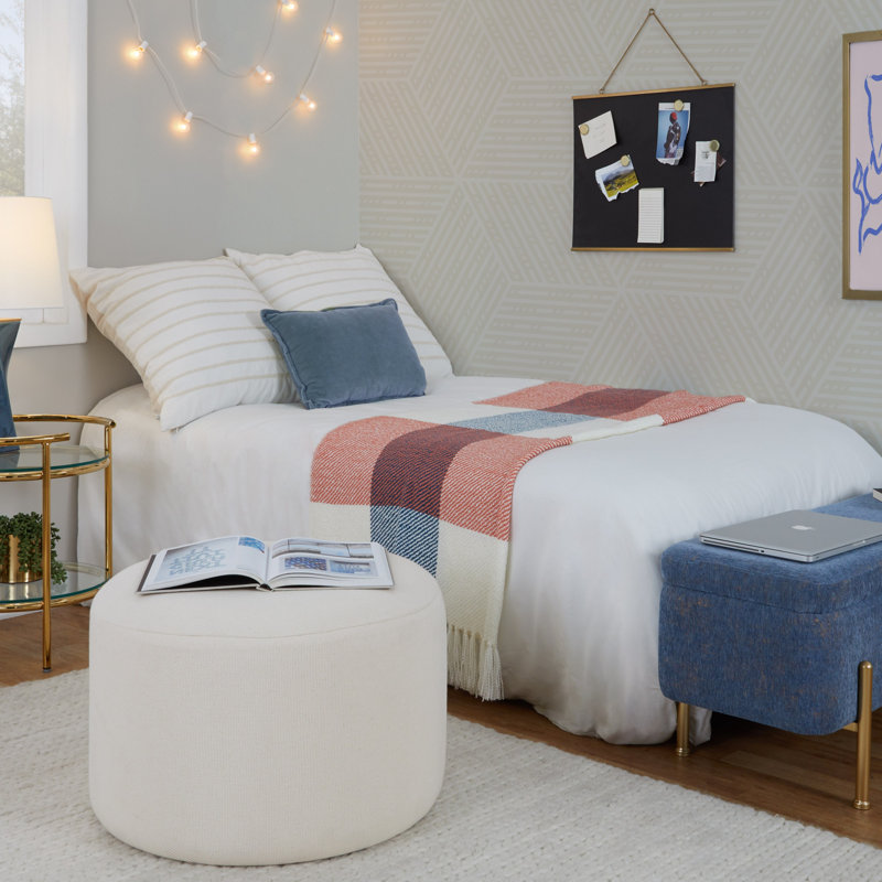 Grand pouf rond en tissu tricoté