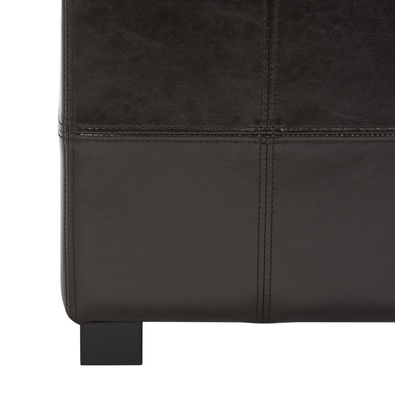 Graysie Faux Leather Ottoman, Brown/Black Faux Leather