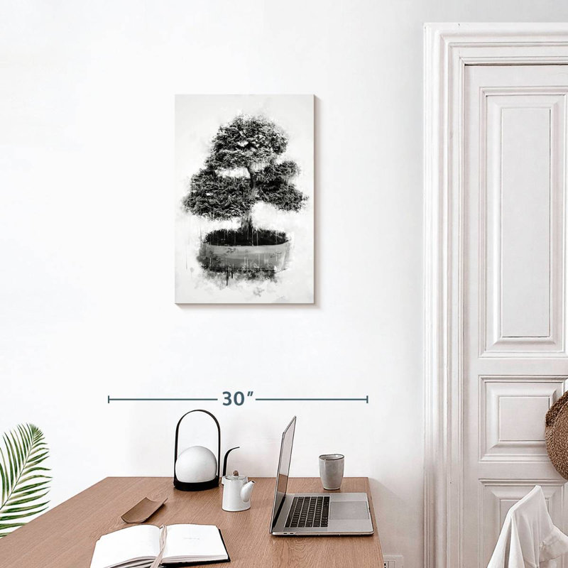 Harnek Bonsai Tree Black And White, 24" H x 16" W