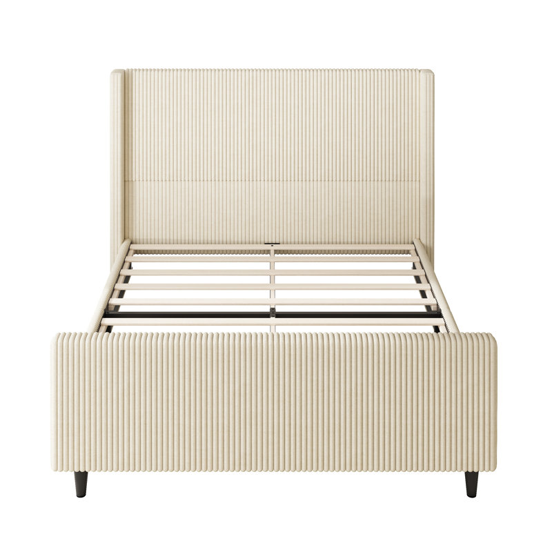 Lit tapissier Layne, Grand lit, Crème, crème