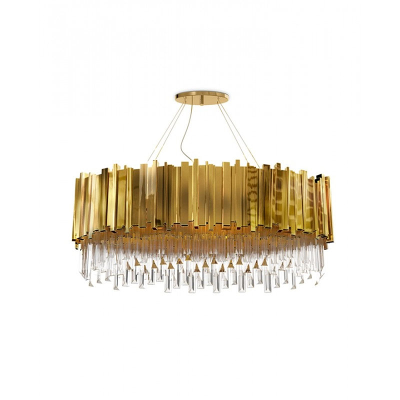 Lustre linéaire ovale moderne avec accents Crytal Empire, Nickel noir, Givré, 65” Length x 18” Width x 19” Height