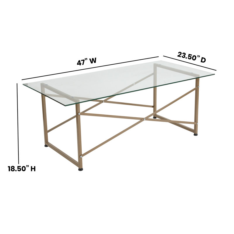 Glass Coffee Table with Criss Cross Matte Frame
