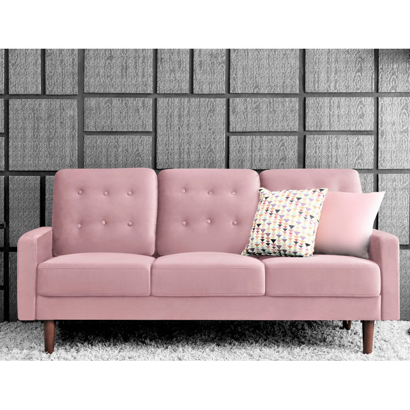 Kelleher 72'' Velvet Sofa, Tea Rose Velvet