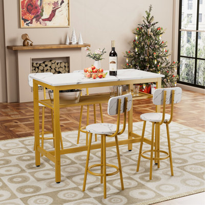 Ensemble de table de bar et chaises pour 4, ensemble de 4 chaises de table de petit déjeuner à hauteur de comptoir de 4 pour salle à manger, cuisine, bar et appartement