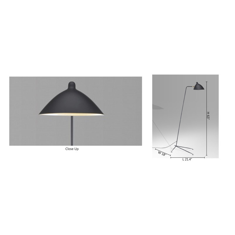 Lampe sur pied arquée noire 1 lumière Chantel
