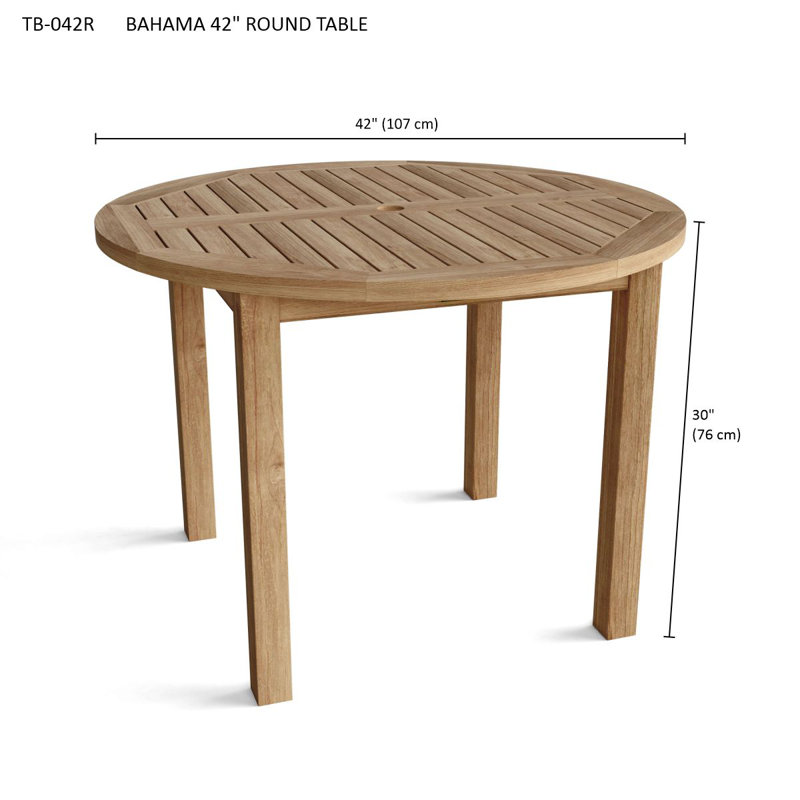 Bahama Outdoor Round Teak Dining Table