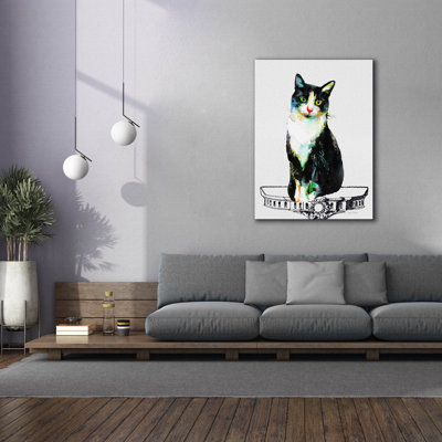 «Watercolor Cat On Table E» par Jean Plout, art mural sur toile