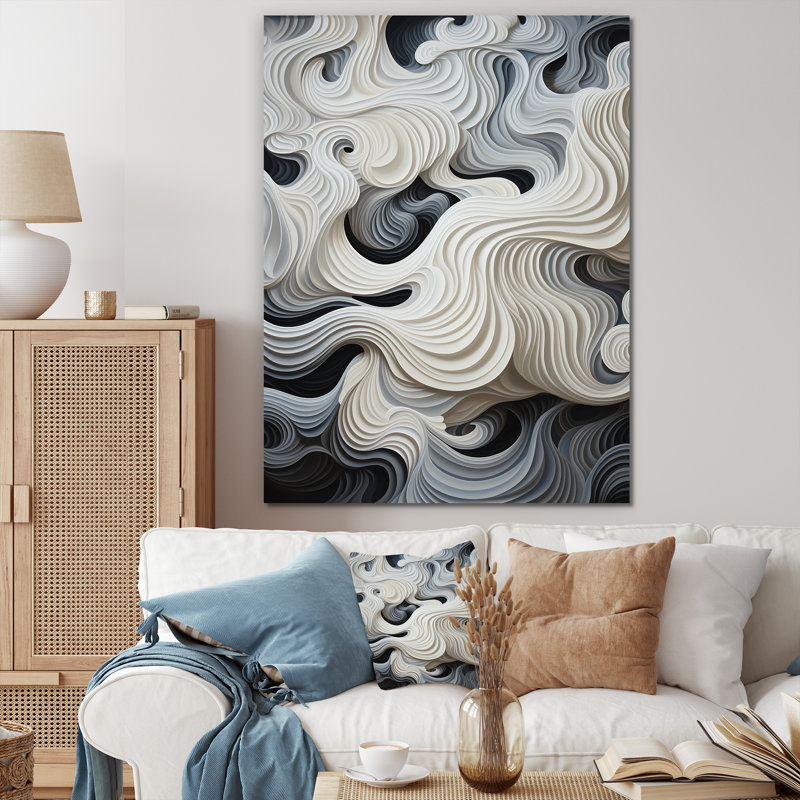 Impression sur toile monochrome, art noir et blanc II, Toile tendue, H 32 po x l 24 po x P 1 po