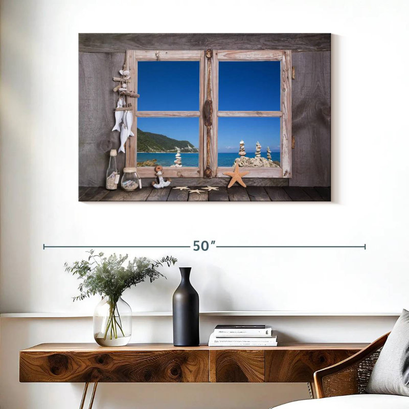 Lilie Rustic Beach Window, 26" H x 39" W