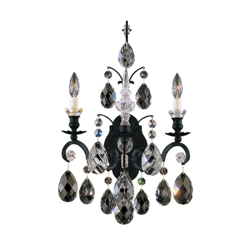 Renaissance 2 - Light Candle Wall Light, Black, Handcut Clear