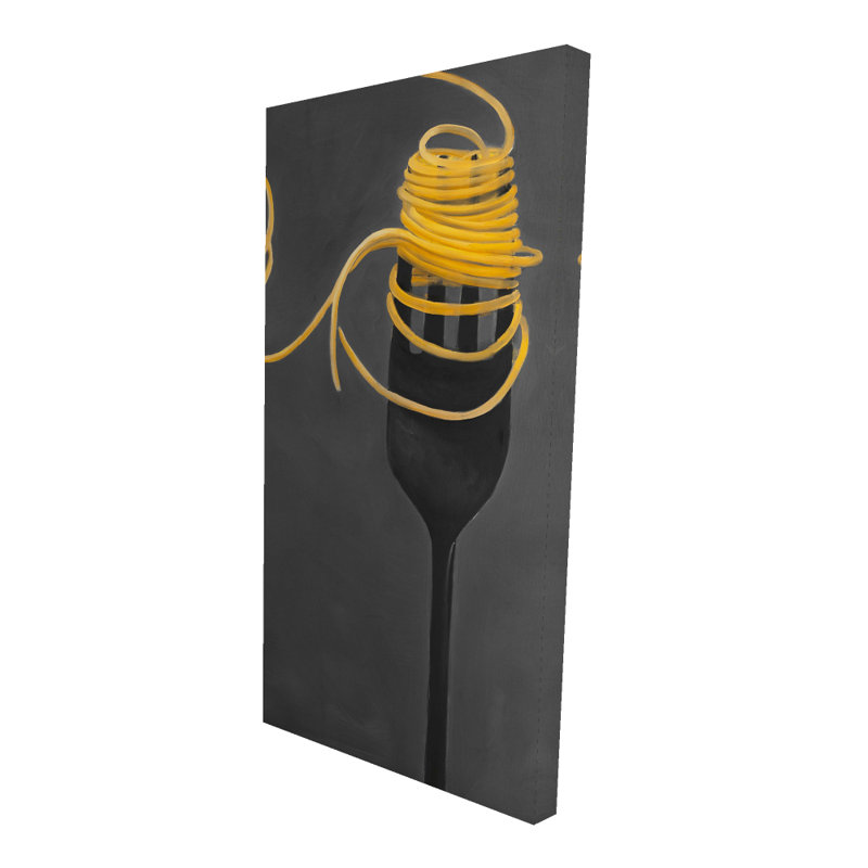 Spaghetti pâtes autour d'une fourchette - Nature morte, décoration sur toile, H 48 po x l 24 po