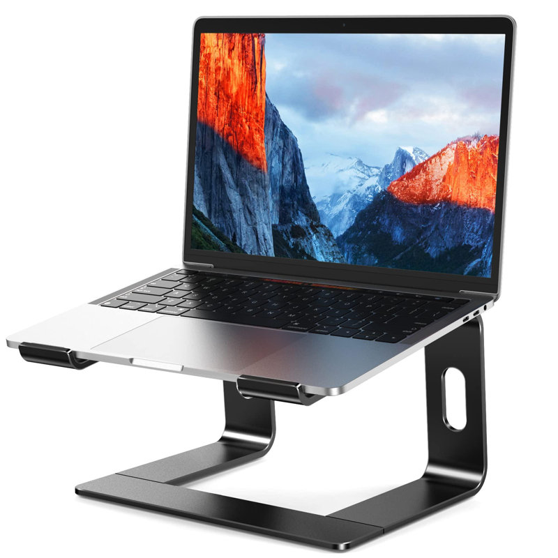 Support en aluminium pour ordinateur portable, support d'ordinateur ergonomique amovible, ordinateurs portables 10 à 15,6 po, noir