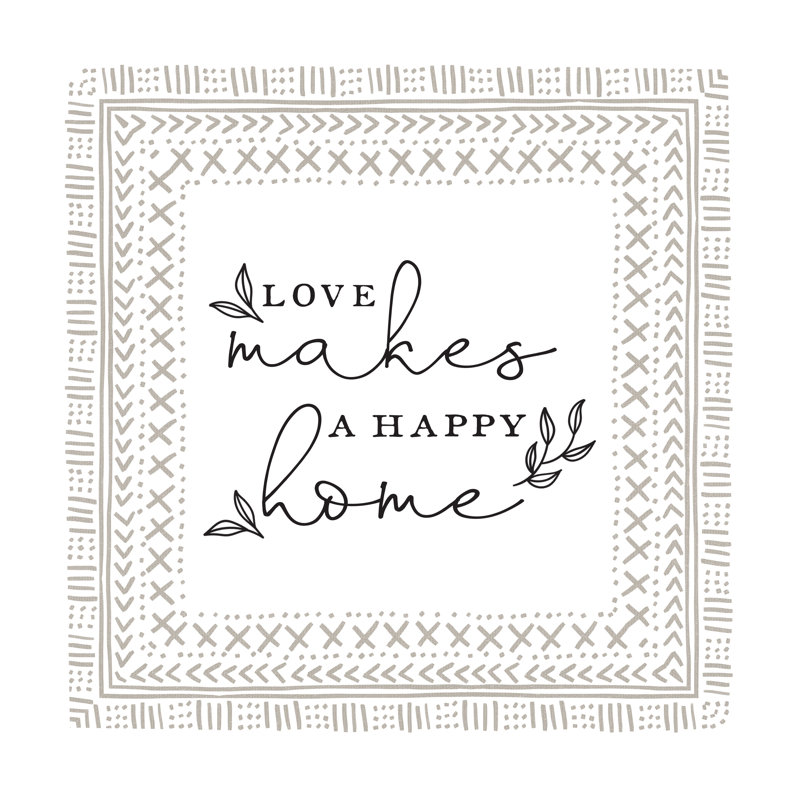 Love Makes A Happy Home Tribal Border - Wrapped Canvas Print, 76cm H x 76cm W x 3.8cm D