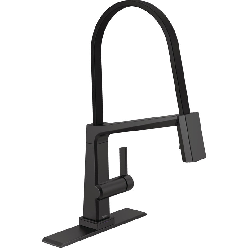Robinet de cuisine pivotant à poignée simple, Noir mat