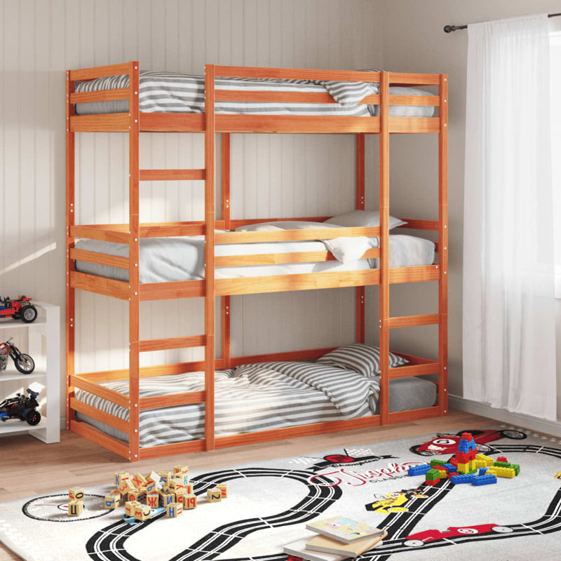 Cartwell Bunk Bed with Trundle Included, 80 x 200 cm, Wax Brown
