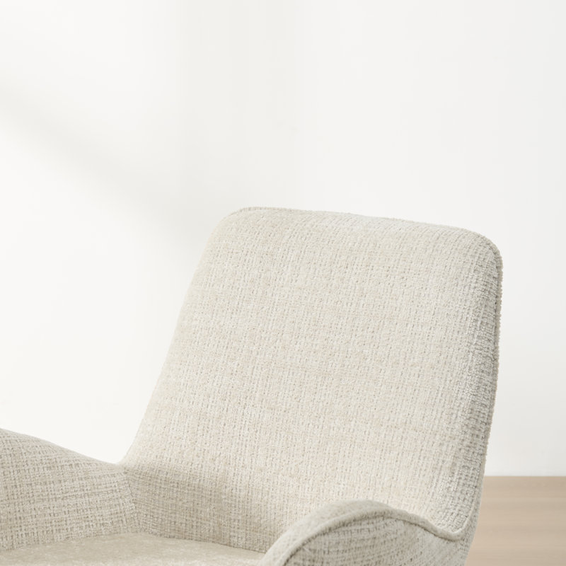 Fauteuils de salle à manger rembourrés en chenille de 23,6 po de large, avec dossier enveloppant incurvé et pieds en métal